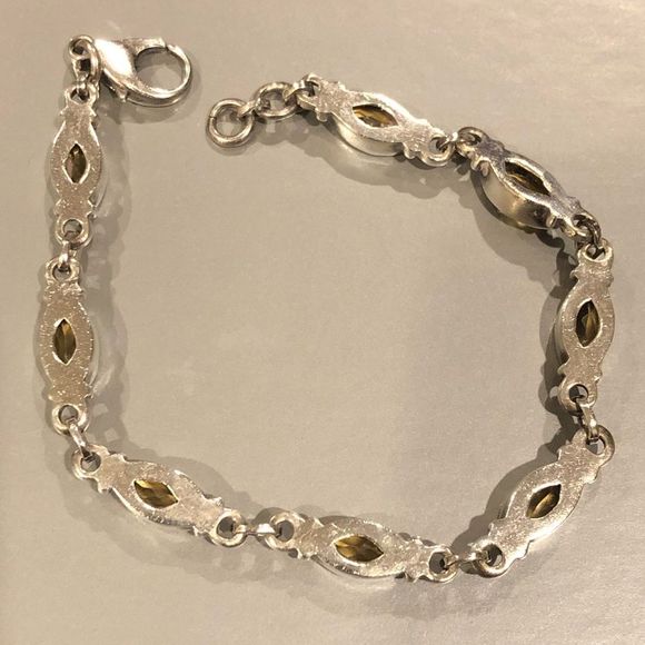 Marquise Cut Golden Citrine Faceted Sterling Silver Link Bracelet - Picture 4 of 6